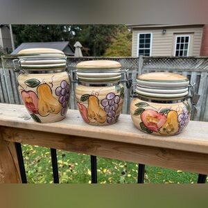 Set of 3 Ceramic Canisters-fruit design